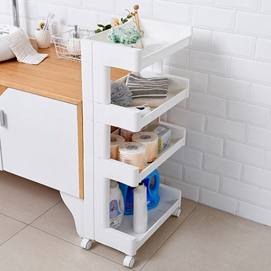 Plastic Geometric Bookcase Contemporary Style Open Back Shelf with Wheels