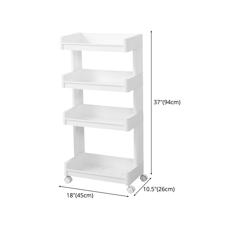 Plastic Geometric Bookcase Contemporary Style Open Back Shelf with Wheels