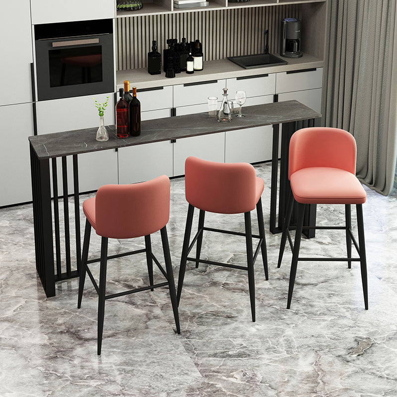 1/4 Pieces Industrial Black Bar Table Set Rectangle Bistro Set with Stone Top 4 Pieces: Grey Table, 3 Pink Chairs Clearhalo 'Bar Furniture' 'furn' 'furn_home_bar_bar_sets' 'Furniture' 'Home Bars & Bar Sets' 'home_bar_bar_sets' 'Kitchen & Dining Furniture' 5161164