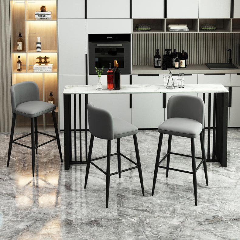 1/4 Pieces Industrial Black Bar Table Set Rectangle Bistro Set with Stone Top 4 Pieces: White Table, 3 Grey Chairs Clearhalo 'Bar Furniture' 'furn' 'furn_home_bar_bar_sets' 'Furniture' 'Home Bars & Bar Sets' 'home_bar_bar_sets' 'Kitchen & Dining Furniture' 5161177