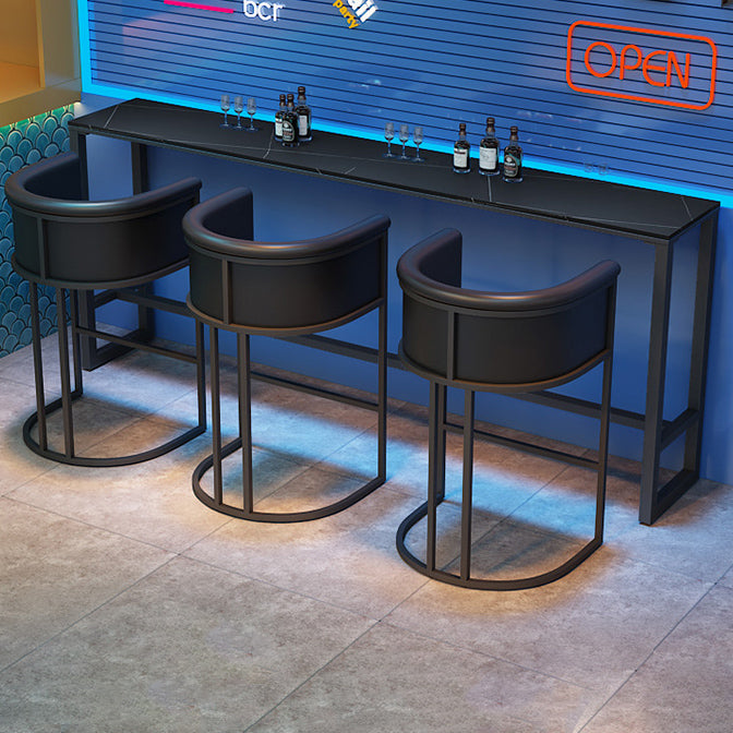 Industrial 1/2/3 Pièces Table de table noire set Round Bistro Set avec des tabourets arrière solides