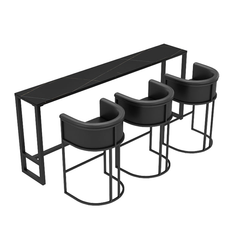 Industrial 1/2/3 Pièces Table de table noire set Round Bistro Set avec des tabourets arrière solides