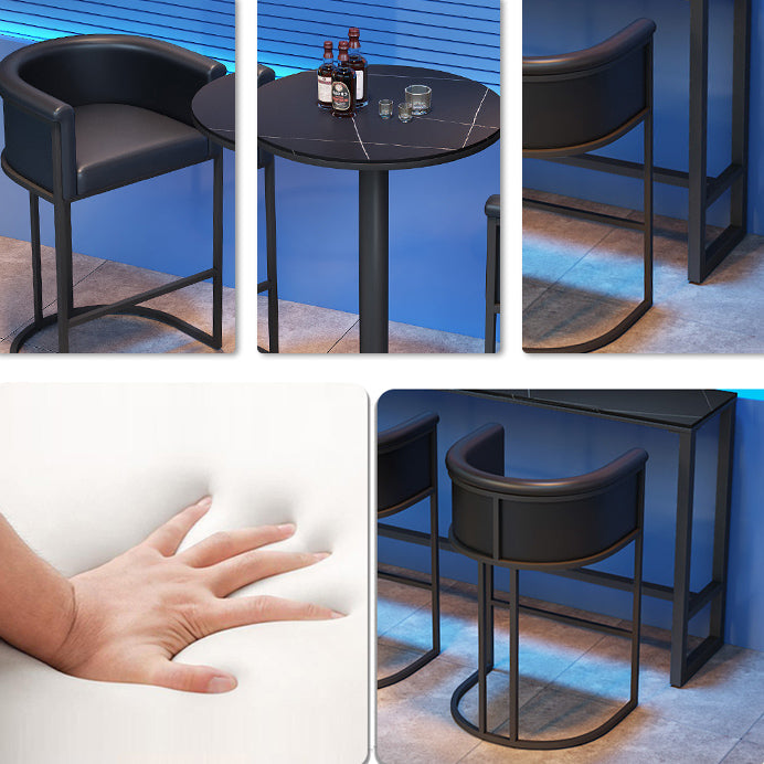 Industrial 1/2/3 Pièces Table de table noire set Round Bistro Set avec des tabourets arrière solides