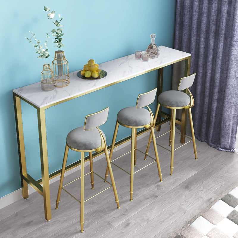 1/2/4 pièces Glam Bar Table Set Rectangle Bistro Ensemble avec haut de pierre blanc