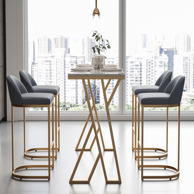 Mesa de pub rectangular de lujo juego 1/2/3/5 piezas Mesa de mostrador de piedra sinterizada con heces