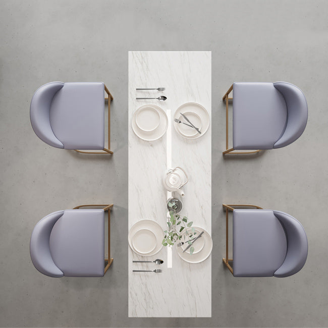 Mesa de pub rectangular de lujo juego 1/2/3/5 piezas Mesa de mostrador de piedra sinterizada con heces