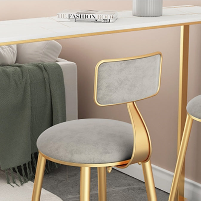 1/2/3 Pieces Glam Iron Bar Table Set Rectangle White Stone Top Bistro Set with Shelf Clearhalo 'Bar Furniture' 'furn' 'furn_home_bar_bar_sets' 'Furniture' 'Home Bars & Bar Sets' 'home_bar_bar_sets' 'Kitchen & Dining Furniture' 5161629