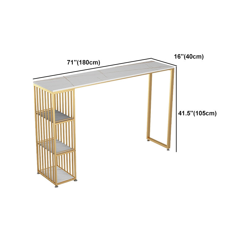 1/2/3 Pieces Glam Iron Bar Table Set Rectangle White Stone Top Bistro Set with Shelf Clearhalo 'Bar Furniture' 'furn' 'furn_home_bar_bar_sets' 'Furniture' 'Home Bars & Bar Sets' 'home_bar_bar_sets' 'Kitchen & Dining Furniture' 5161634