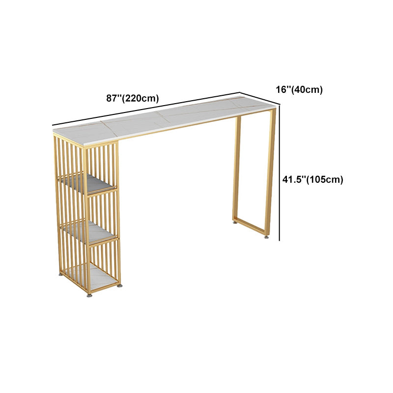 1/2/3 Pieces Glam Iron Bar Table Set Rectangle White Stone Top Bistro Set with Shelf Clearhalo 'Bar Furniture' 'furn' 'furn_home_bar_bar_sets' 'Furniture' 'Home Bars & Bar Sets' 'home_bar_bar_sets' 'Kitchen & Dining Furniture' 5161636
