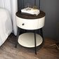 Contemporary Metal and Faux Leather Drawer Storage Bed Nightstand for Bedroom Off-White Black Stone Clearhalo 'Bedroom Furniture' 'furn' 'furn_night_stand' 'Furniture' 'night_stand' 'Nightstands' 5161747