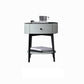 Contemporary Metal and Faux Leather Drawer Storage Bed Nightstand for Bedroom Gray Blue Black Glass Clearhalo 'Bedroom Furniture' 'furn' 'furn_night_stand' 'Furniture' 'night_stand' 'Nightstands' 5161751
