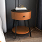 Contemporary Metal and Faux Leather Drawer Storage Bed Nightstand for Bedroom Dark Orange Black Stone Clearhalo 'Bedroom Furniture' 'furn' 'furn_night_stand' 'Furniture' 'night_stand' 'Nightstands' 5161754