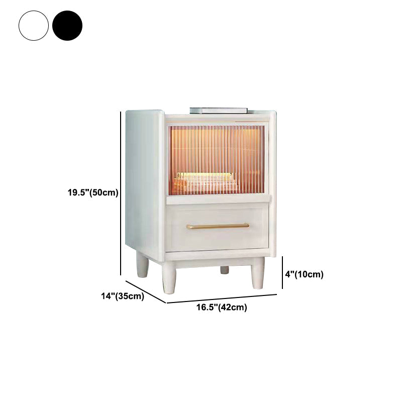 19.6 "/21.6" de alto soporte de madera en stand de noche moderna blanca / negra