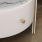 1-Drawer Glass Top Nightstand, 19.69" Tall 1-Shelf Leather Night Stand