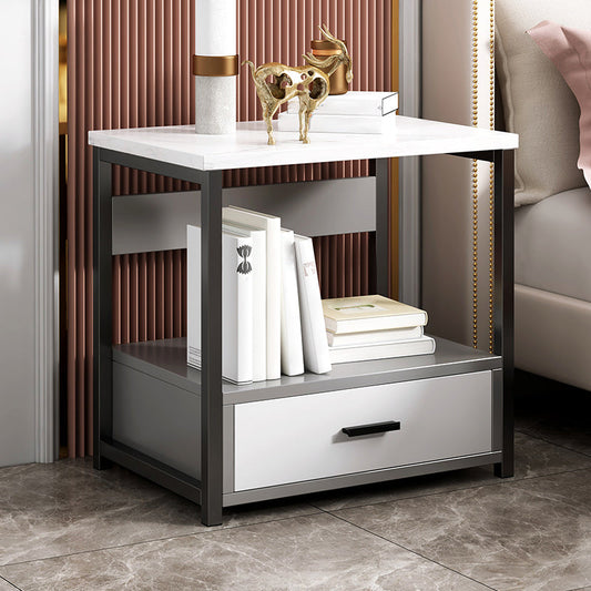 19.6 "引き出しと棚付きの高さの木製ナイトスタンドモダンナイトスタンド