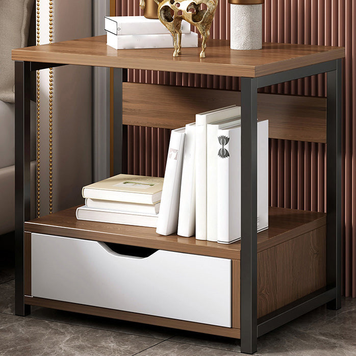 19.6 "引き出しと棚付きの高さの木製ナイトスタンドモダンナイトスタンド