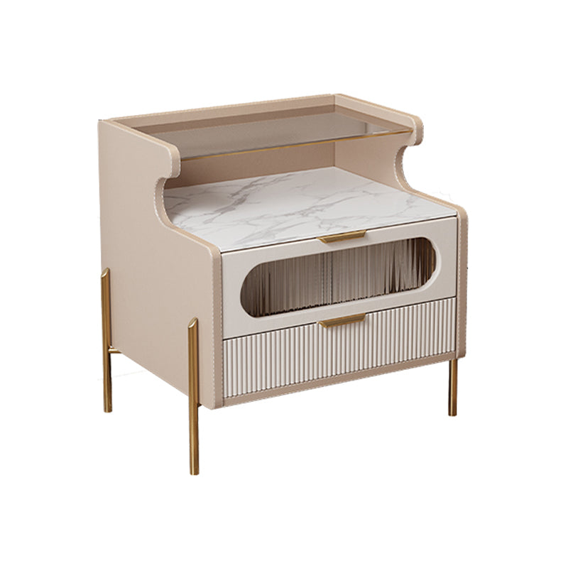 Nightand en faux cuir contemporain 21,65 "Tall 2 - Tiroir de nuit