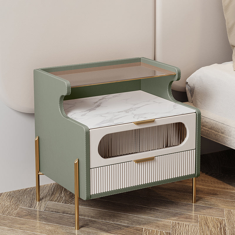 Nightand en faux cuir contemporain 21,65 "Tall 2 - Tiroir de nuit