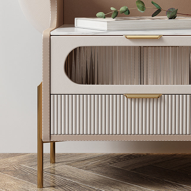 Nightand en faux cuir contemporain 21,65 "Tall 2 - Tiroir de nuit