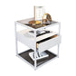 Modern Style Metallic White/gold/black Tempered Glass Table Top Nightstand White-Clear 1 Clearhalo 'Bedroom Furniture' 'furn' 'furn_night_stand' 'Furniture' 'night_stand' 'Nightstands' 5161918