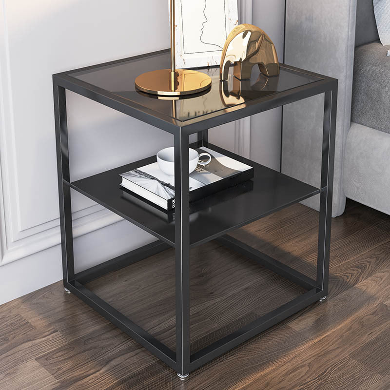 Modern Style Metallic White/gold/black Tempered Glass Table Top Nightstand Black Gray Drawer Not Included Clearhalo 'Bedroom Furniture' 'furn' 'furn_night_stand' 'Furniture' 'night_stand' 'Nightstands' 5161924