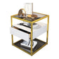 Modern Style Metallic White/gold/black Tempered Glass Table Top Nightstand Clearhalo 'Bedroom Furniture' 'furn' 'furn_night_stand' 'Furniture' 'night_stand' 'Nightstands' 5161925