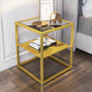 Modern Style Metallic White/gold/black Tempered Glass Table Top Nightstand Gold Transparent Drawer Not Included Clearhalo 'Bedroom Furniture' 'furn' 'furn_night_stand' 'Furniture' 'night_stand' 'Nightstands' 5161930