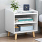 15.7" /18.8" Tall Wooden Nightstand Modern Night Stand with Shelves