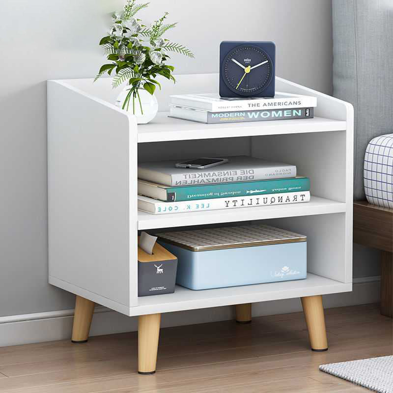 15.7" /18.8" Tall Wooden Nightstand Modern Night Stand with Shelves