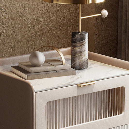 Hölzerner Nachttisch mit Glasakzenten 20,5 "groß 2 - Schublade Nachttisch