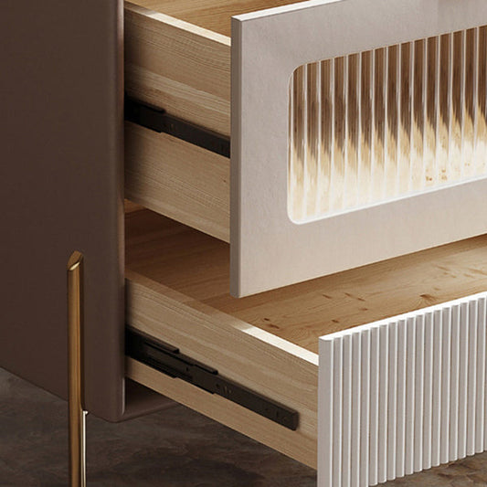 Hölzerner Nachttisch mit Glasakzenten 20,5 "groß 2 - Schublade Nachttisch