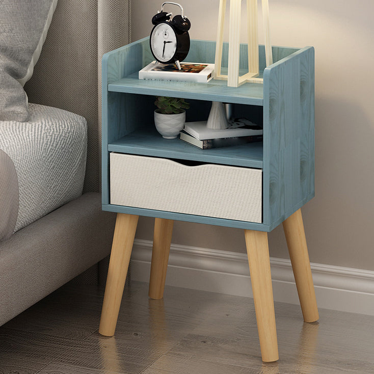 22,4 "/23,6" Table table de nuit en bois en bleu / blanc / Night Night Stand