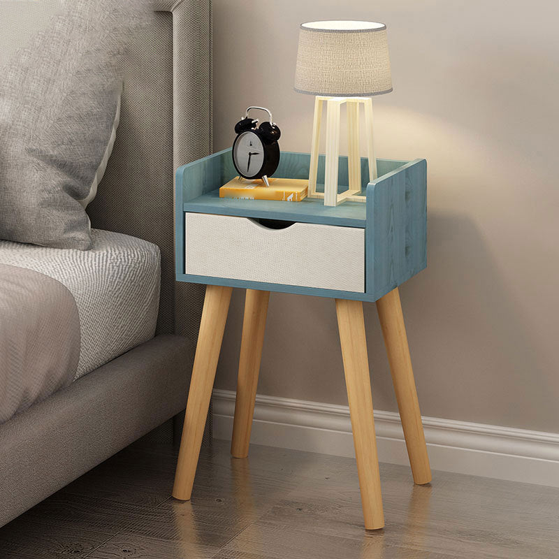 22,4 "/23,6" Table table de nuit en bois en bleu / blanc / Night Night Stand