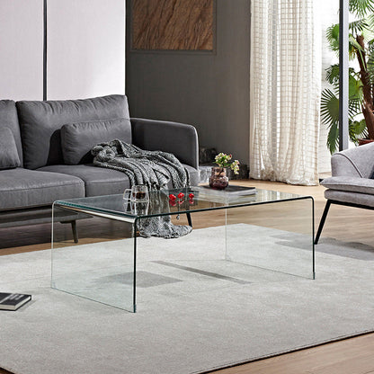Modern Style Black/transparent Top Rectangular Coffee Table Made of Tempered Glass Clear Clearhalo 'Coffee & Accent Tables' 'Coffee Tables' 'coffee_tables' 'furn' 'furn_coffee_tables' 'Furniture' 'Living Room Furniture' 5162097