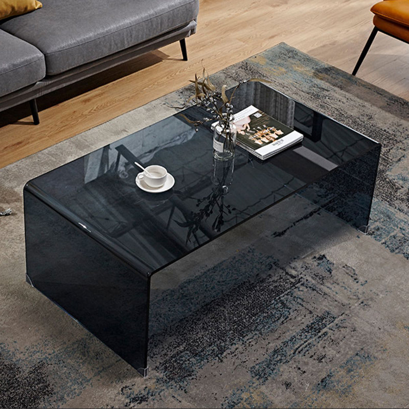 Modern Style Black/transparent Top Rectangular Coffee Table Made of Tempered Glass Black Clearhalo 'Coffee & Accent Tables' 'Coffee Tables' 'coffee_tables' 'furn' 'furn_coffee_tables' 'Furniture' 'Living Room Furniture' 5162100