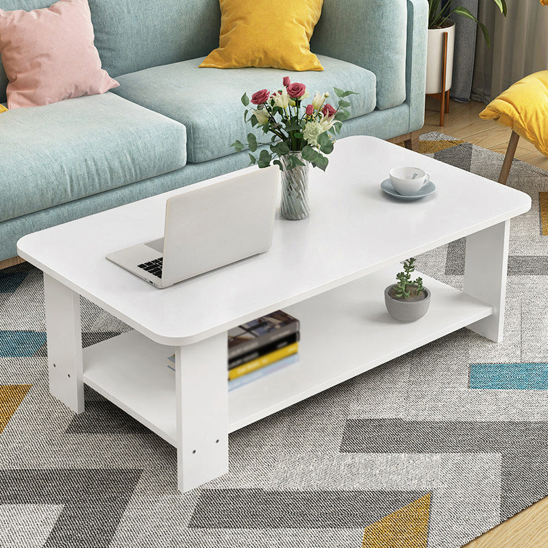 Rechthoekige houten salontafel 1 enkele cocktailtafel met opbergplank