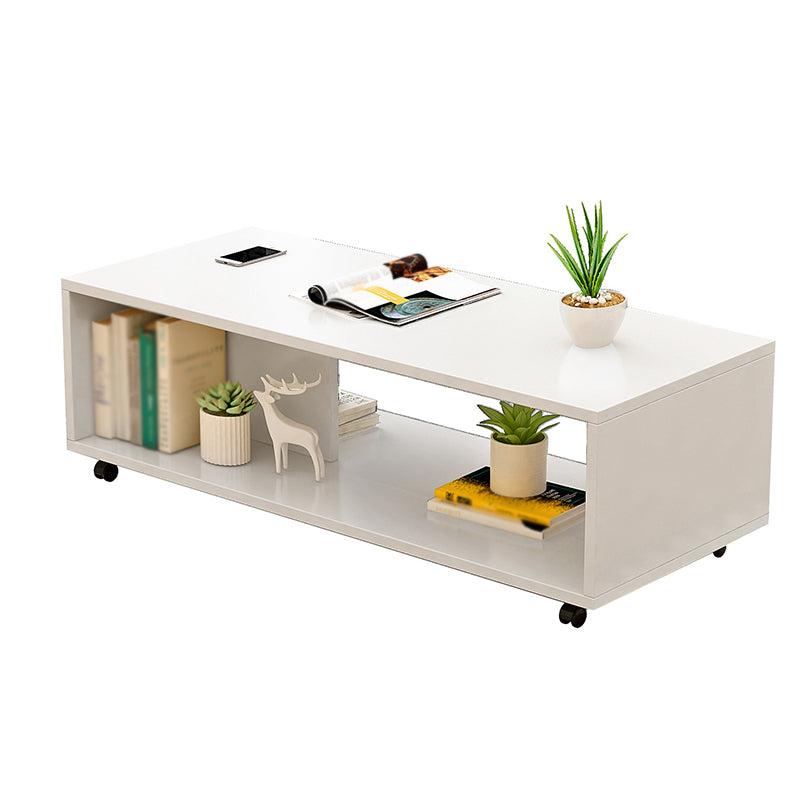 Geometric 1 Single Coffee Table Wood Cocktail Table with Casters
