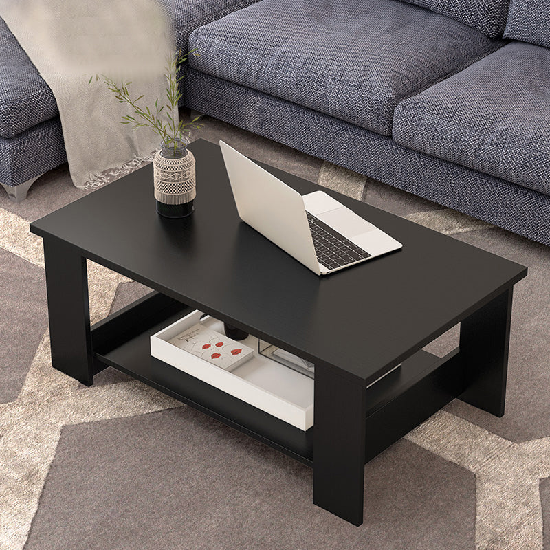 Rectangular Coffee Table Scandinavian Wood Four Legs Coffee Cocktail Table 31.5"L x 16"W x 16.5"H Black Clearhalo 'Coffee & Accent Tables' 'Coffee Tables' 'coffee_tables' 'furn' 'furn_coffee_tables' 'Furniture' 'Living Room Furniture' 5162183