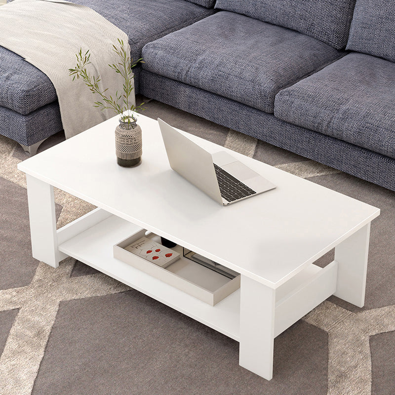 Rectangular Coffee Table Scandinavian Wood Four Legs Coffee Cocktail Table 47"L x 24"W x 16.5"H White Clearhalo 'Coffee & Accent Tables' 'Coffee Tables' 'coffee_tables' 'furn' 'furn_coffee_tables' 'Furniture' 'Living Room Furniture' 5162190