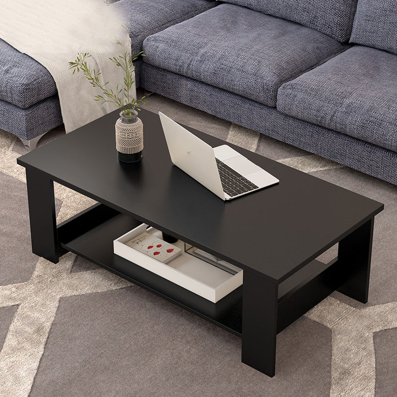 Rectangular Coffee Table Scandinavian Wood Four Legs Coffee Cocktail Table 39"L x 20"W x 17"H Black Clearhalo 'Coffee & Accent Tables' 'Coffee Tables' 'coffee_tables' 'furn' 'furn_coffee_tables' 'Furniture' 'Living Room Furniture' 5162197