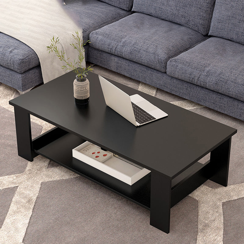 Rectangular Coffee Table Scandinavian Wood Four Legs Coffee Cocktail Table 47"L x 24"W x 16.5"H Black Clearhalo 'Coffee & Accent Tables' 'Coffee Tables' 'coffee_tables' 'furn' 'furn_coffee_tables' 'Furniture' 'Living Room Furniture' 5162198