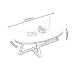 Modern Style Grey/black/white Oval Coffee Table with Crossed Legs Base