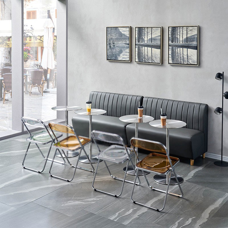 Voetstuk ronde zilveren salontafel voor woonkamer roestvrijstalen cocktailtafel