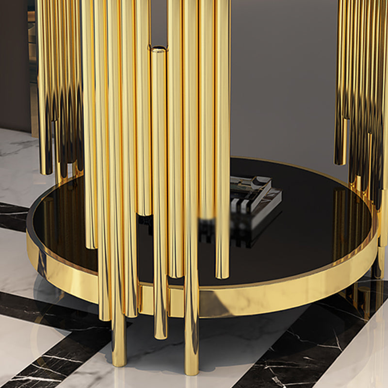 Marmeren/glazen ronde salontafel met drie poten voor woonkamer