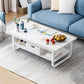 Tavolino rettangolare moderno con doppio piedistallo in legno, 39,4"/47,2"