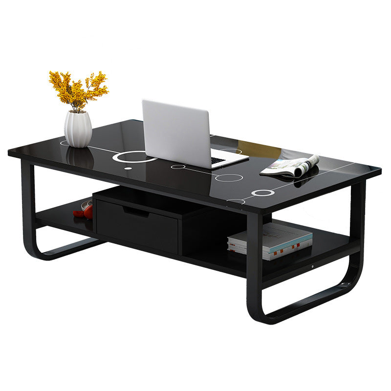 Tavolino rettangolare moderno con doppio piedistallo in legno, 39,4"/47,2"