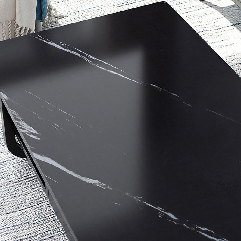 Tavolino rettangolare moderno con doppio piedistallo in legno, 39,4"/47,2"