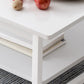 Tavolino rettangolare moderno con doppio piedistallo in legno, 39,4"/47,2"