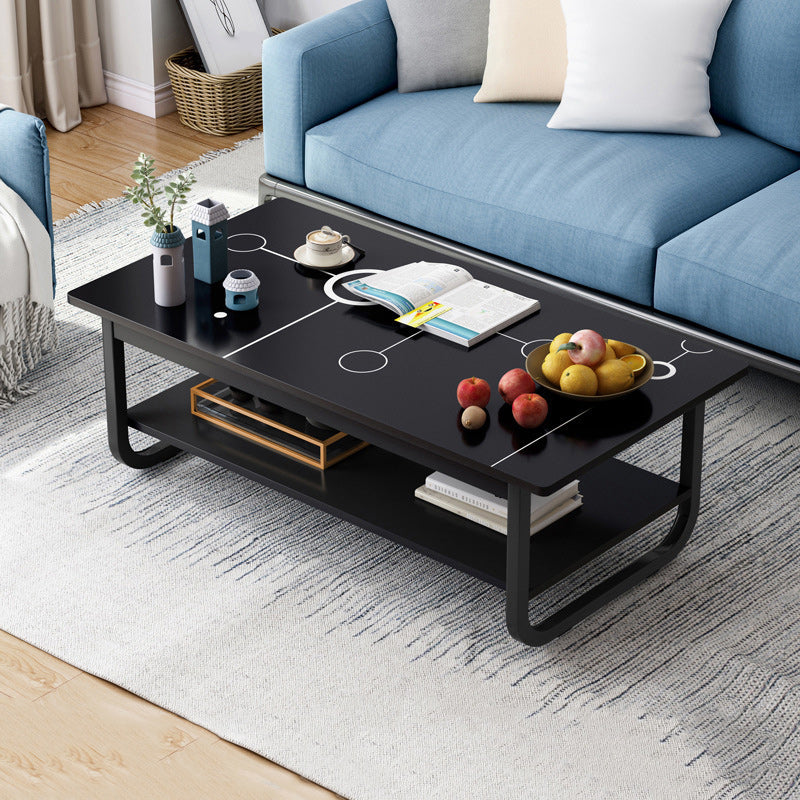 Tavolino rettangolare moderno con doppio piedistallo in legno, 39,4"/47,2"