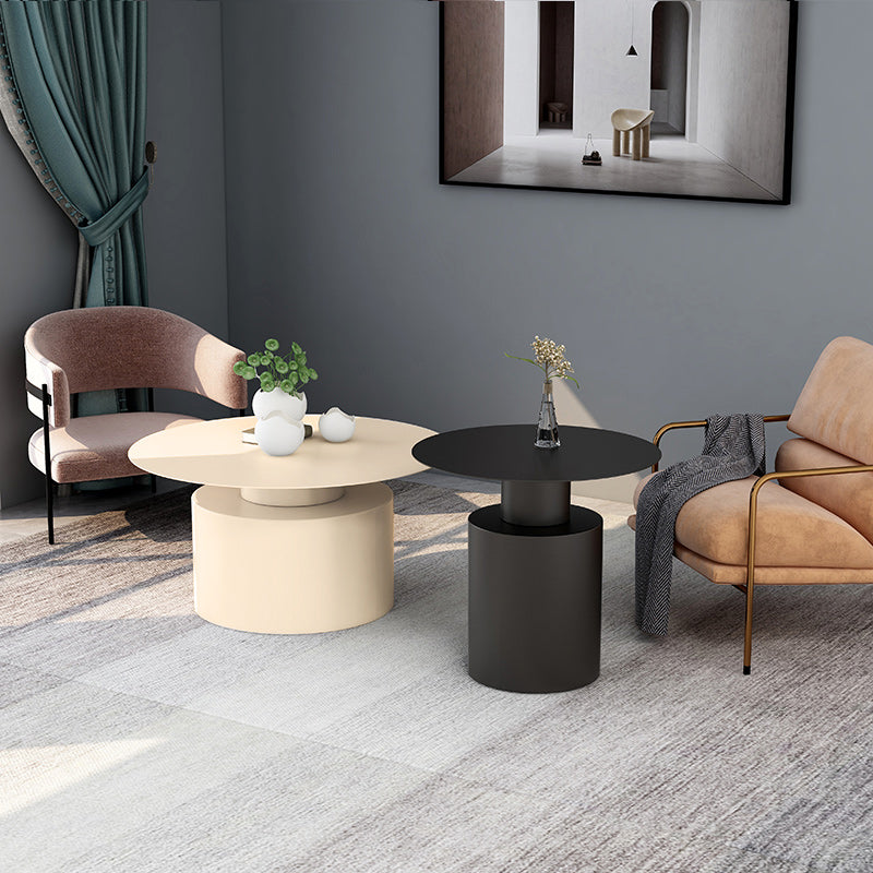 Modernismo Pedestal negro/blanco 1 mesa de café redonda mesa de metal redonda